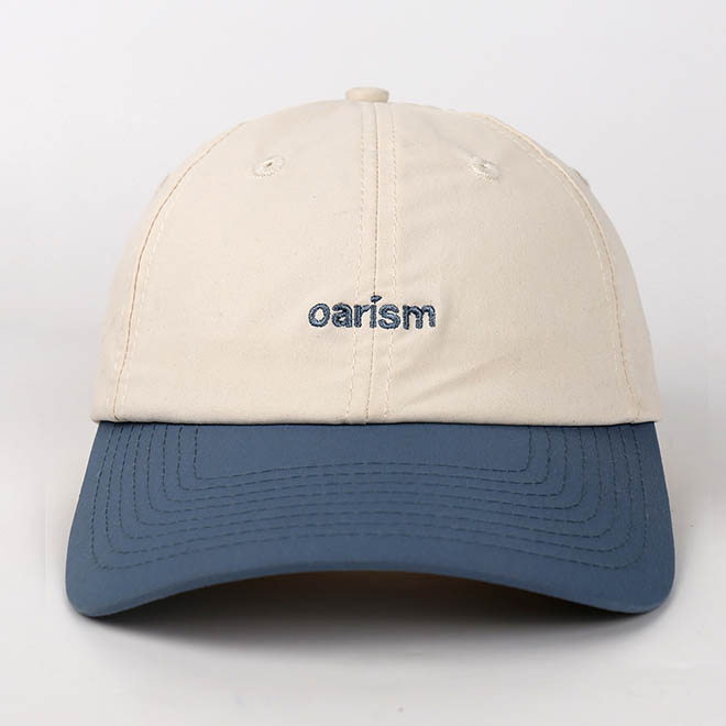 Custom 6 Panel Unstructured Polyester Embroidery Logo 2 Tone Baseball Cap Dad Hat