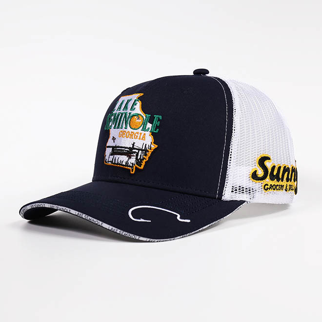 Custom 6 Panel Cotton Embroidery Logo Sandwich Brim Men Mesh Cap Trucker Hat