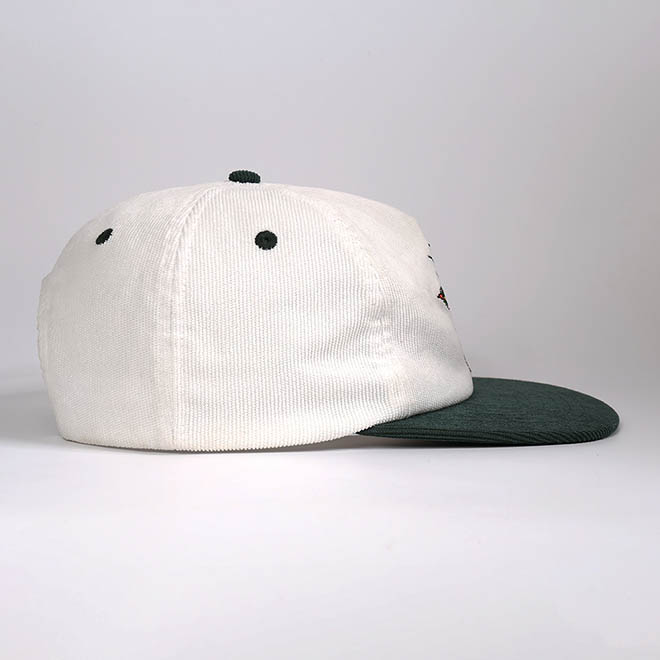 Custom 5 Panel Corduroy Embroidery Logo Unstructured Flat Brim Hat Snapback Cap