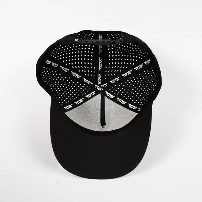 Custom 5 Panel Polyester Silkscreen Printed Logo Laser Cut Hole Hat Baseball Cap