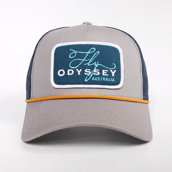 Custom 5 Panel Cotton Embroidery Patch Logo Applique Rope Mesh Cap Trucker Hat