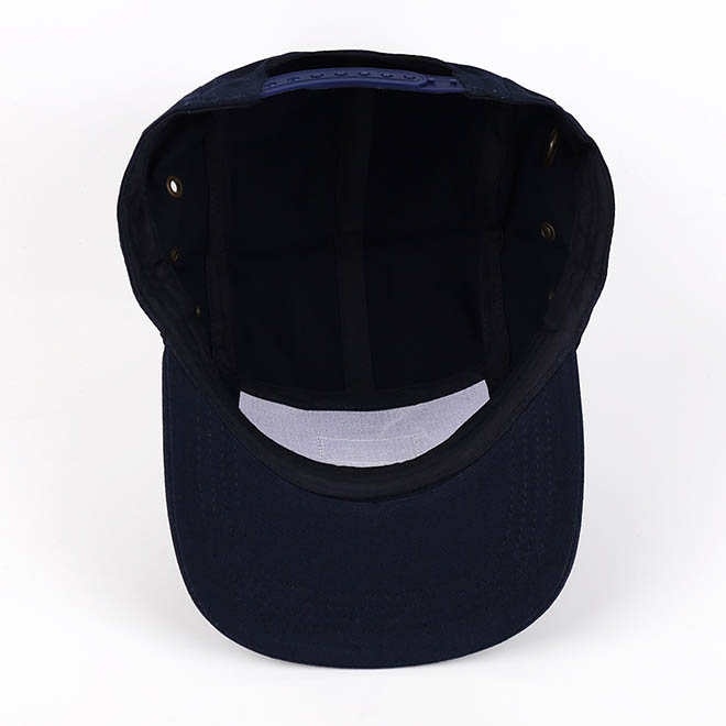 Custom Cotton 5 Panel Hat Woven Label Logo Curved Brim Men Camp Cap