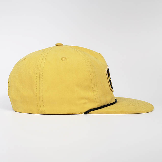 Custom 5 Panel Unstructured Cotton Polyester Woven Patch Applique Logo Flat Brim Hat Snapback Cap