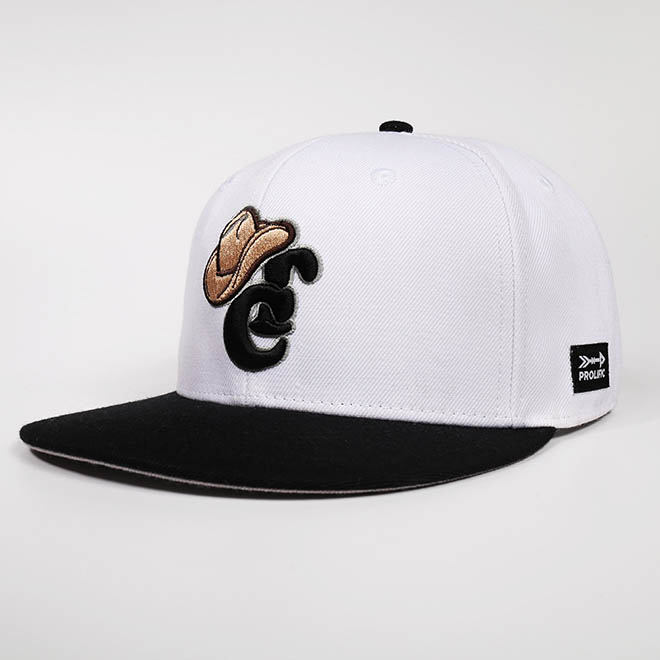 Custom Cotton 3D Embroidery Logo 2 Tone 6 Panel Flat Brim Hat Snapback Cap