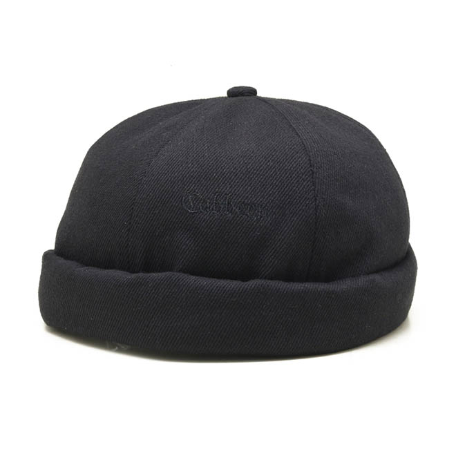 Custom 6 Panel Leather Back Strap Cotton Embroidery Logo Docker Hat Brimless Cap