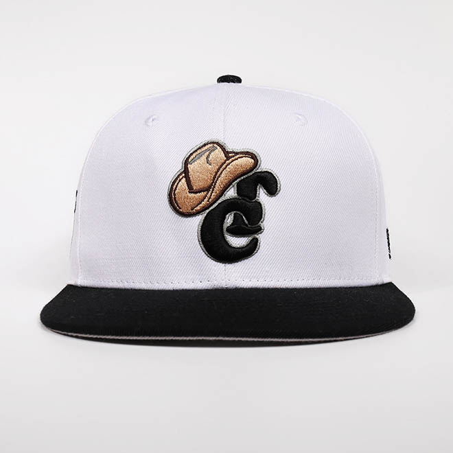 Custom Cotton 3D Embroidery Logo 2 Tone 6 Panel Flat Brim Hat Snapback Cap