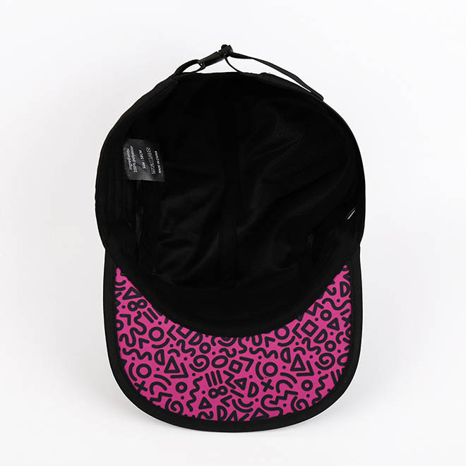 Custom Polyester 5 Panel Hat TPU Patch Logo Printed Under Brim Camp Cap