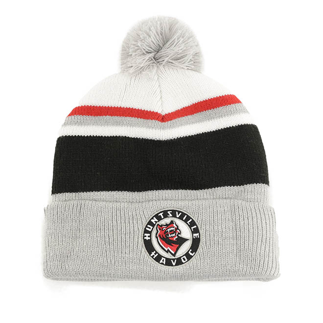 Custom Design Two Tone Embroidery Logo Pom Warm Knitted Cap Winter Hat
