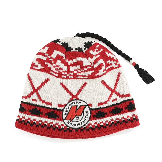 Custom Women Warm Two Tone Embroidery Logo Knitted Cap Winter Hat