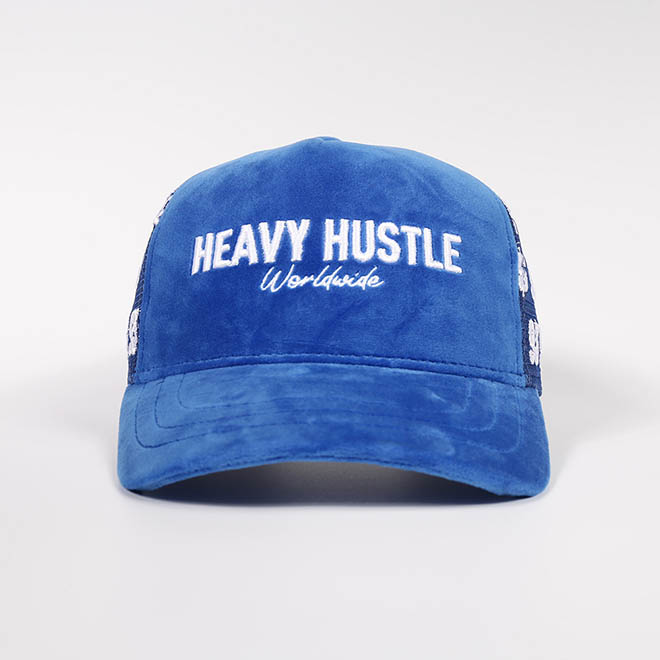 Custom 5 Panel Velvet 3D Embroidery Logo Men Women Mesh Cap Trucker Hat