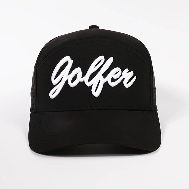 Custom 7 Panel Polyester Laser Cut Hole 3D Embroidery Logo Baseball Hat Cap