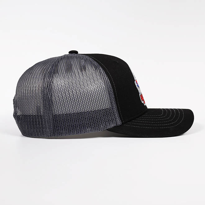 Custom 6 Panel Cotton Embroidery Logo Wide Brim Mesh Cap Trucker Hat