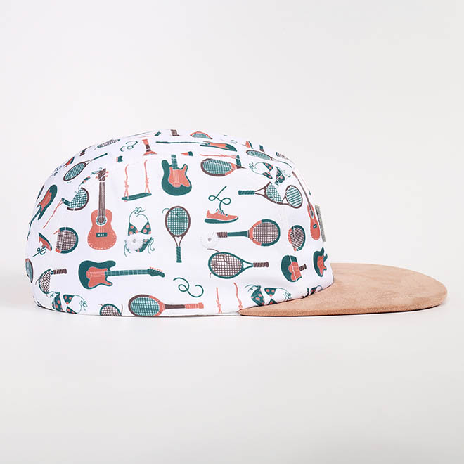 Custom 5 Panel Hat Polyester Sublimation Printed Leather Patch Logo Suede Brim Camp Cap