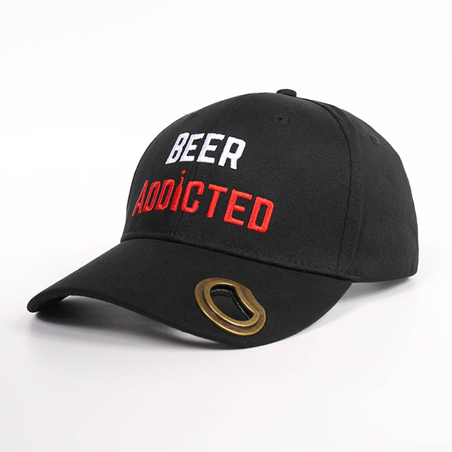 Custom 6 Panel Cotton Embroidery Logo Men Baseball Cap With Bottle Opener