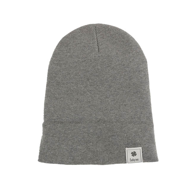 Custom Woven Label Logo Applique Soft Warm Men Women Knitted Cap Winter Hat