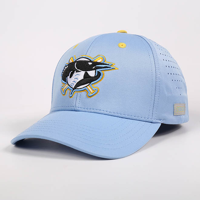 Custom 6 Panel Polyester 3D Embroidery Logo Laser Cut Hole Closed Back Fitted Hat Baseball Cap