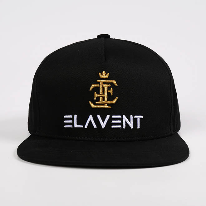 Custom Cotton 5 Panel 3D Embroidery Logo Flat Brim Men Hat Snapback Cap