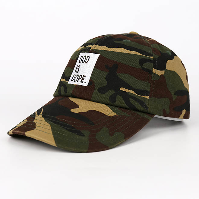 Custom 6 Panel Cotton Unstructured Camouflage Embroidery Logo Baseball Cap Dad Hat