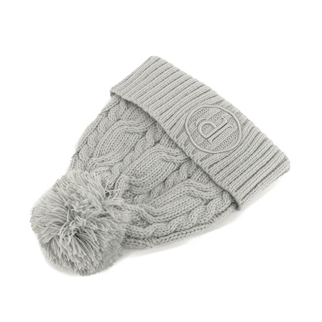 Custom Pom 3D Embroidery Logo Plain Women Knitted Cap Winter Hat