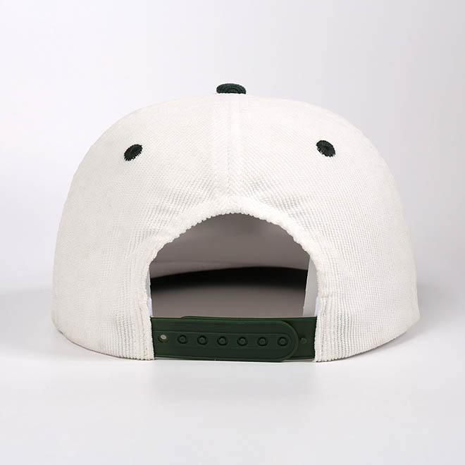 Custom 5 Panel Corduroy Embroidery Logo Unstructured Flat Brim Hat Snapback Cap