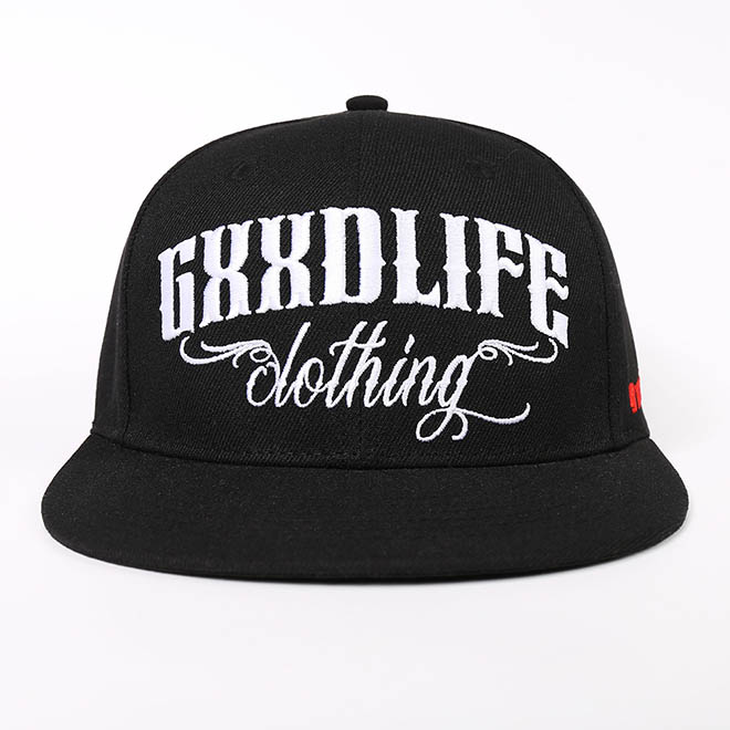 Custom 6 Panel Acrylic Embroidery Logo Hip Hop Flat Brim Hat Men Snapback Cap