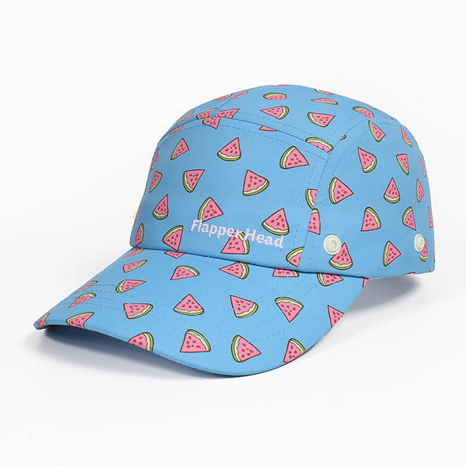 Custom Polyester 5 Panel Hat Sublimation Printed Embroidery Logo Camp Cap