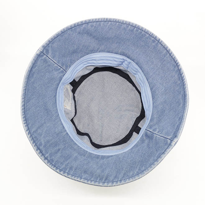 Custom Fashion Women Washed Denim Embroidery Logo Wide Brim Bucket Hat