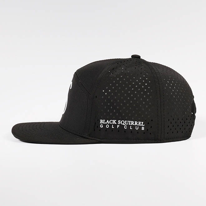 Custom 7 Panel Polyester TPU Patch Logo Laser Cut Hole Flat Brim Hat Snapback Cap