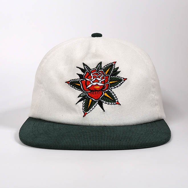 Custom 5 Panel Corduroy Embroidery Logo Unstructured Flat Brim Hat Snapback Cap