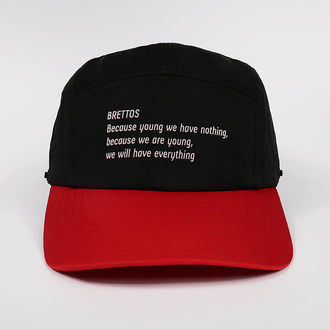 Custom Winter Polyester 5 Panel Hat TPU Patch Logo Curved Brim Camp Cap