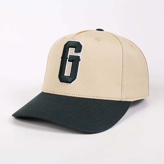 Custom 5 Panel Cotton 2 Tone 3D Embroidery Logo Curved Brim Hat Baseball Cap